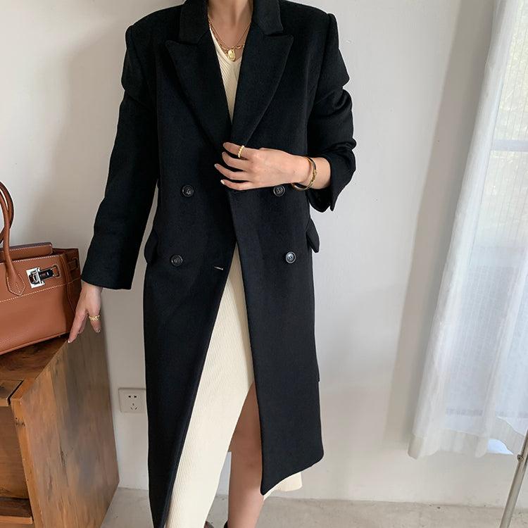Oversize Black Thicken Long Wool Coat – Vivian Seven