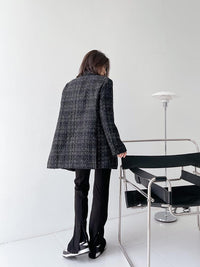Oversize Black Tweed Blazer Suit Coat Vivian Seven
