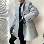 Oversize Thicken Wool Blazer Suit Coat 2 colors Black Gray Vivian Seven