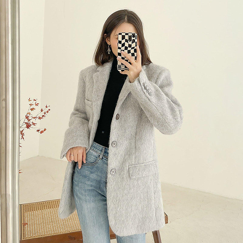 Oversize Wool Blazer Suit Coat 2 Colors White Gray Vivian Seven