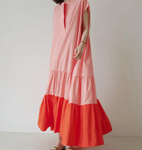 Pink Cap Sleeve Relaxed Ruffle Tiered Dress Vivian Seven