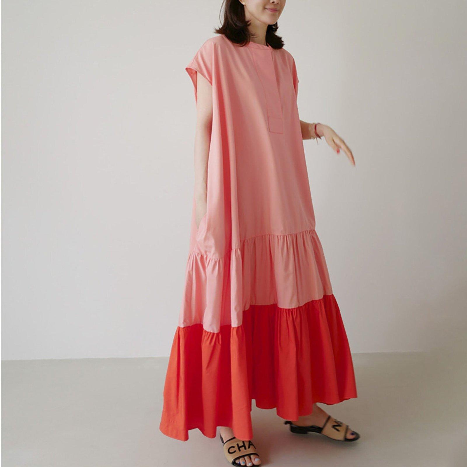 Pink Cap Sleeve Relaxed Ruffle Tiered Maxi Dress | Vivian Seven Pink Cap Sleeve Relaxed Ruffle Tiered Maxi Dress | Vivian Seven