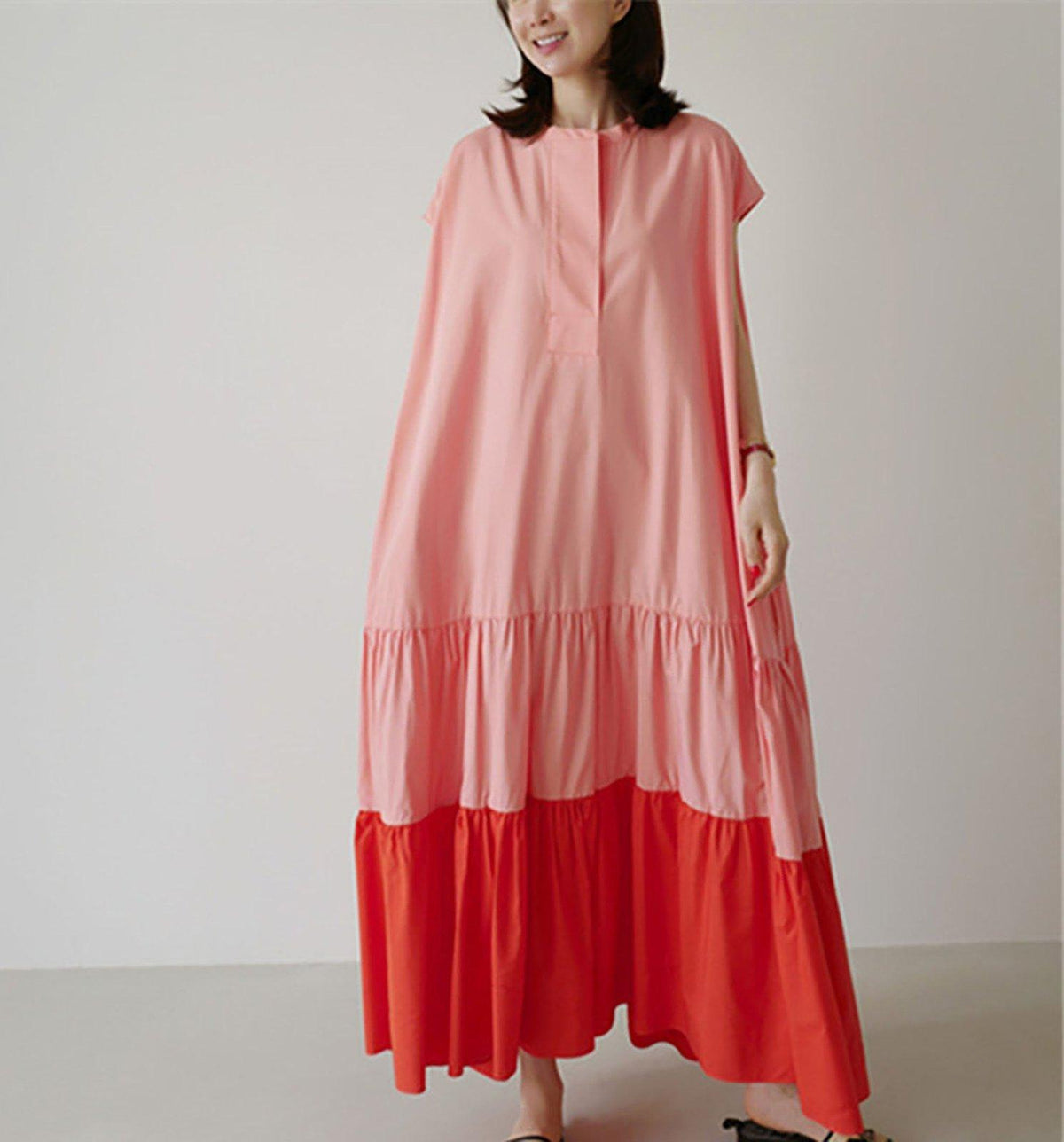 Sleeveless Tiered Ruffle Maxi Dress - Pink main image 0