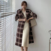 Plaid Oversize Thicken Long Wool Coat 2 colors Black Brown Vivian Seven