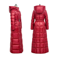 Red Hooded Quilted Puffer Padded Coat,Hooded Quilted Overcoat,Warm Winter Coat,Red Long Coat,Quilted Puffer Coat,Warm Puffy Coat,Red Coat Vivian Seven