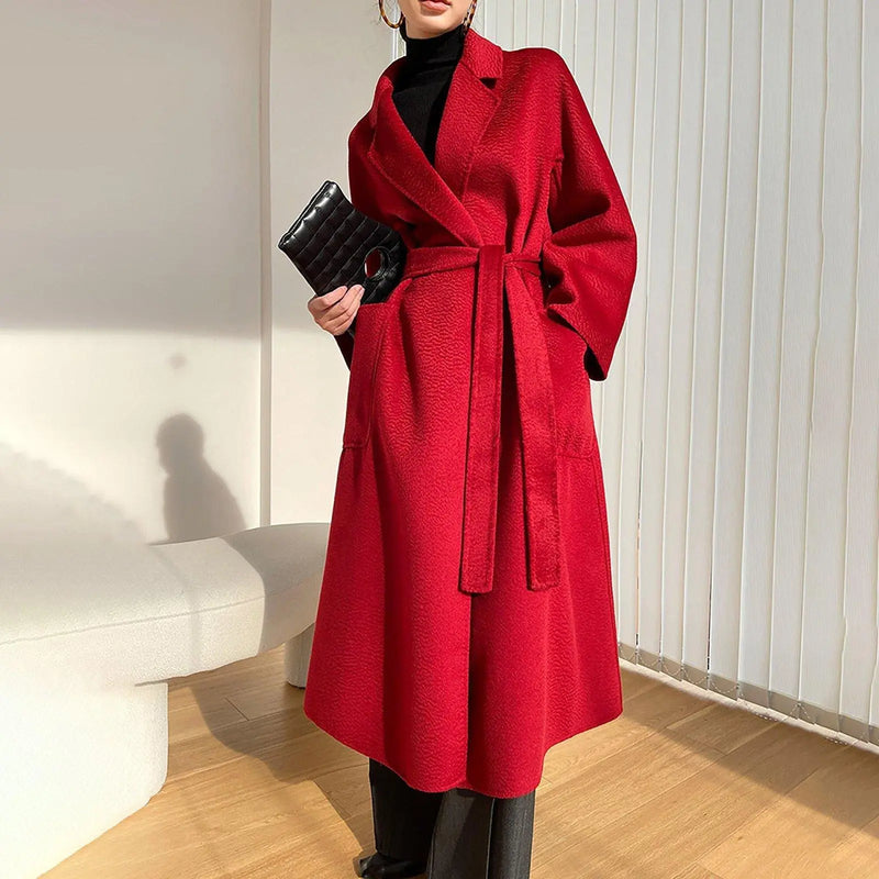 red wool coat