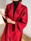 red wool coat in winter