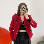Red Short Wool Blazer Jacket Coat Vivian Seven