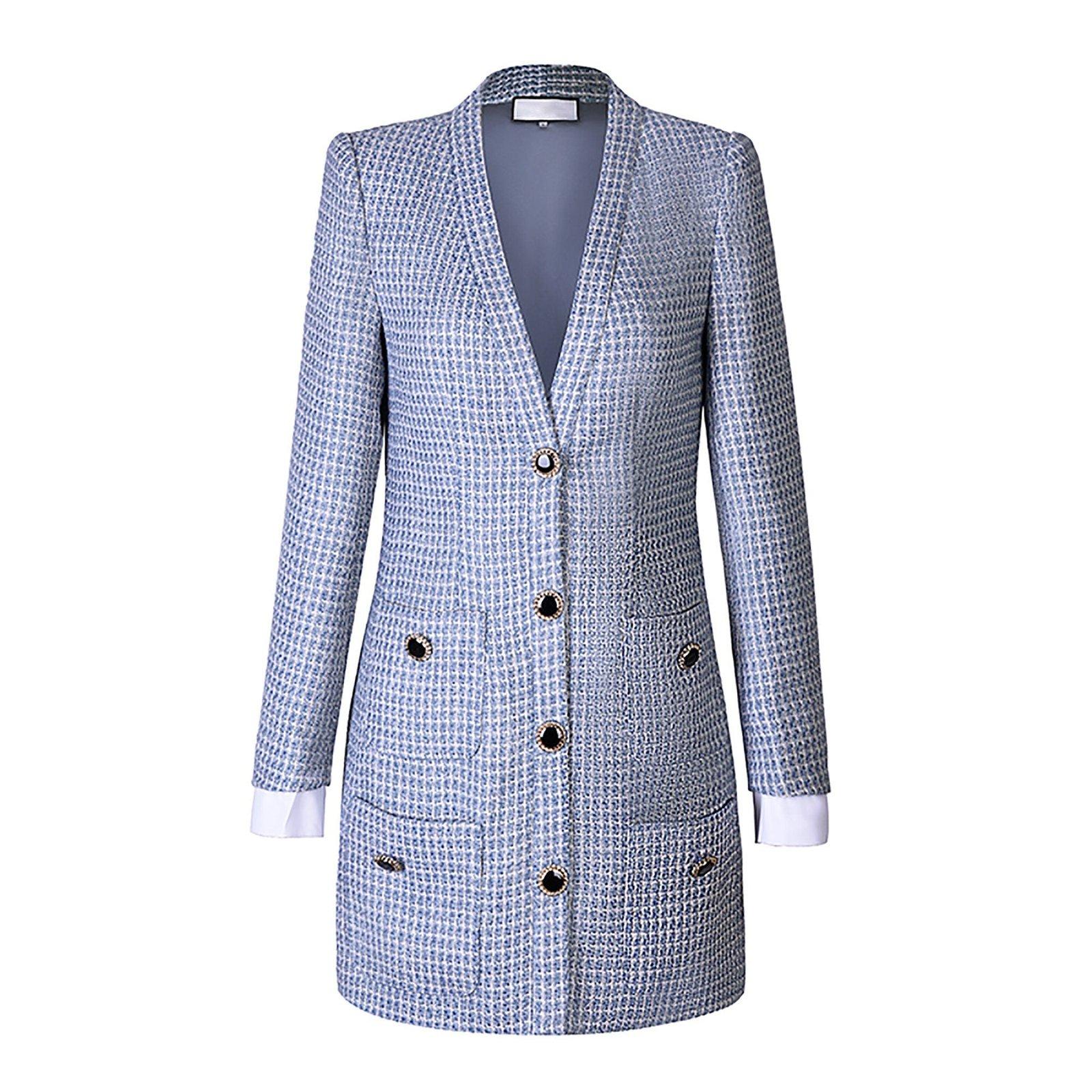 Single Breasted Button Tweed Jacket Vivian Seven