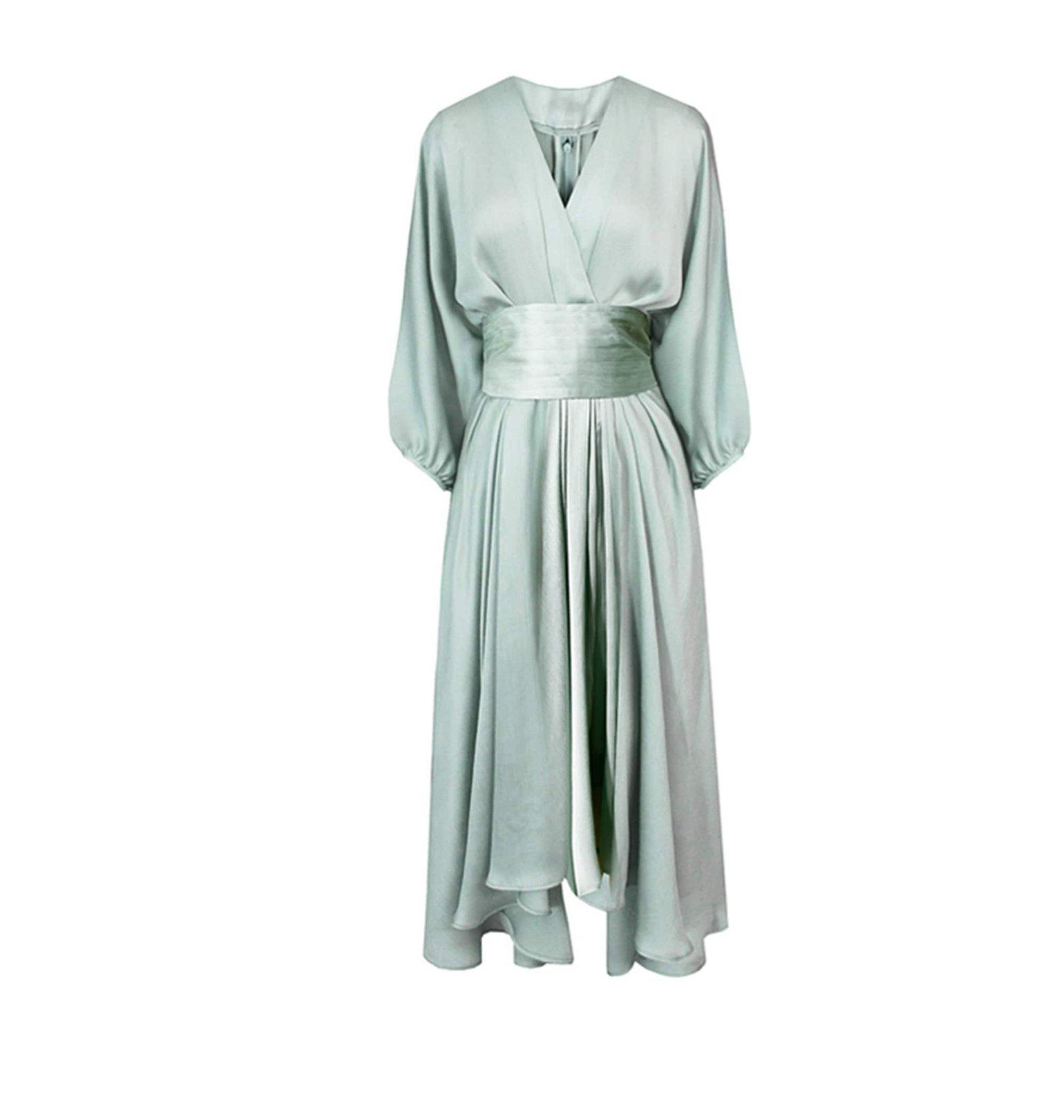 Satin Mint Green Cocktail Midi Dress | Vivian Seven S / Green Satin Mint Green Cocktail Midi Dress | Vivian Seven S / Green