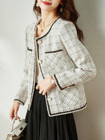 Spring Cream Light Tweed Blazer Jacket Coat Vivian Seven