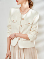 Spring Cream Light Tweed Blazer Jacket Coat Vivian Seven