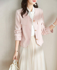 Spring Pink Short Jacket Green Cardigan Blazer Coat Vivian Seven