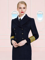 Stewardess business wear,Women Wool Blend Coat, captain woolen coat,Double-breasted button Coat,Long Coat overalls,Winter Coat,Outerwear Vivian Seven
