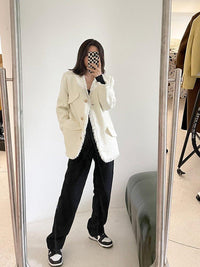 Tweed Cardigan Blazer Jacket Coat 2 Colors Black White Vivian Seven