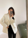 Tweed Cardigan Blazer Jacket Coat 2 Colors Black White Vivian Seven