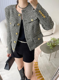 Tweed Cardigan Short Blazer Jacket Coat Vivian Seven