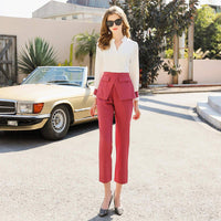 Two Tone Collarless Pullover Top & Pants Vivian Seven