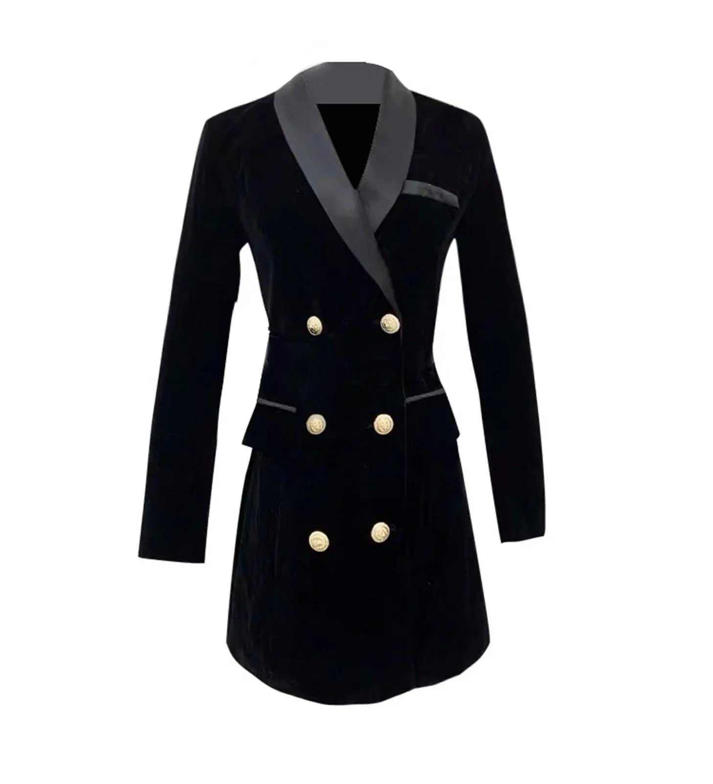 Double Breasted Slim Velvet Blazer Dress Double Breasted Slim Velvet Blazer Dress
