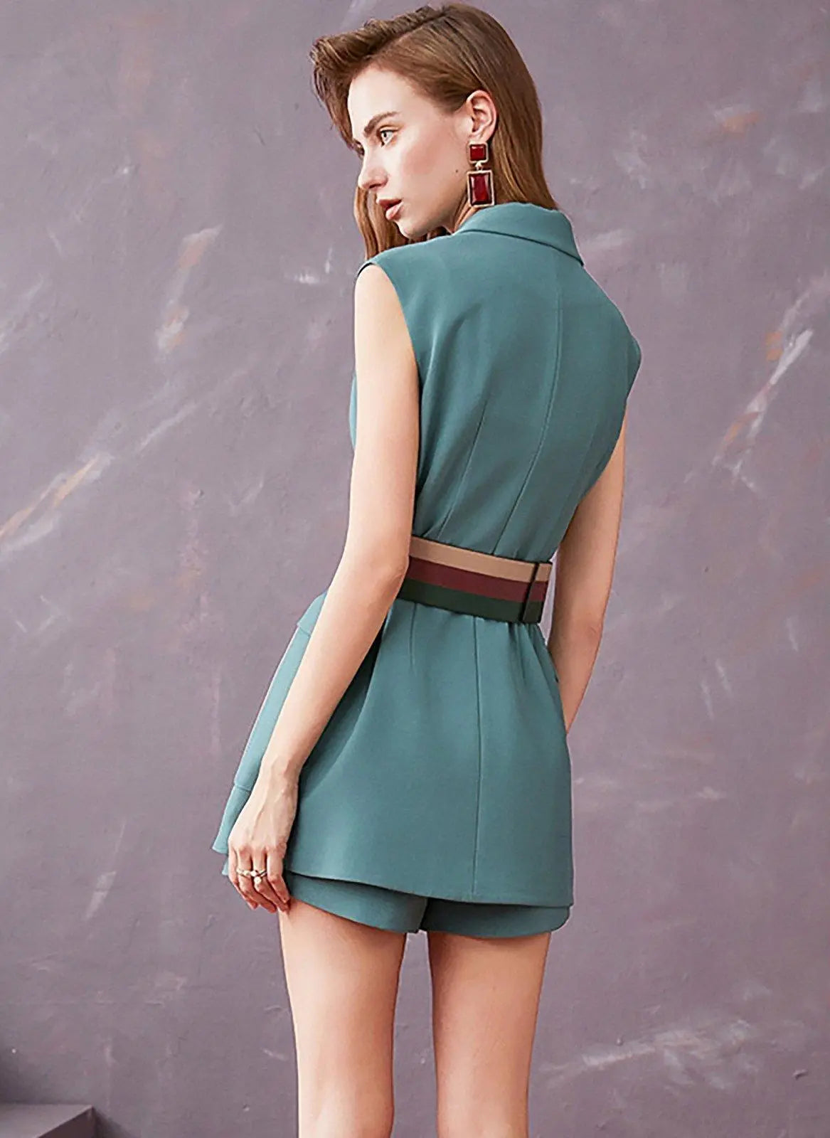 green sleeveless blazer dress Audrey Sleeveless Tailored Blazer Dress