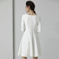White Long Sleeve Fit & Flare Cocktail Dress | Vivian Seven White Long Sleeve Fit & Flare Cocktail Dress | Vivian Seven