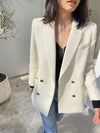 White Thicken Wool Blazer Coat,Double Breasted Wool Coat,Black Wool Suit Coat Vivian Seven
