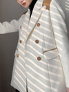 White Wool Faux Leather Blazer Suit Coat Vivian Seven
