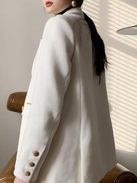White Wool Faux Leather Blazer Suit Coat Vivian Seven