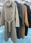 Double Face Wool & Cashmere Blend Belted Long Coat - Vivian Seven