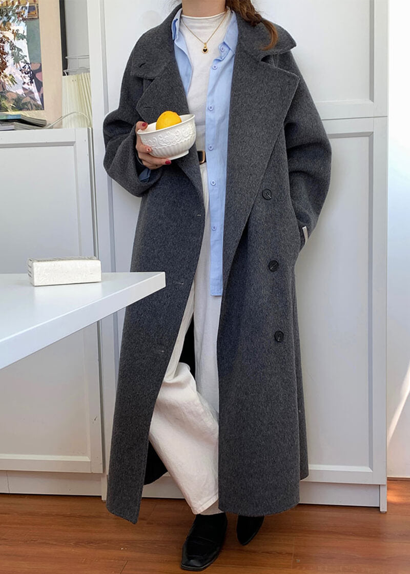gray long wool coat
