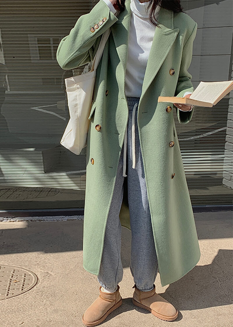 Australian Wool Double Breasted Long Coat | Vivian Seven