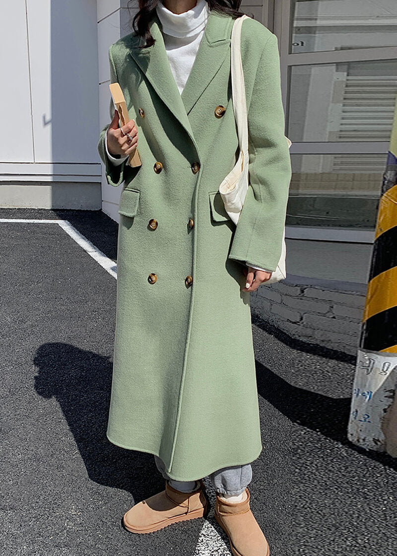 green long wool coat for women