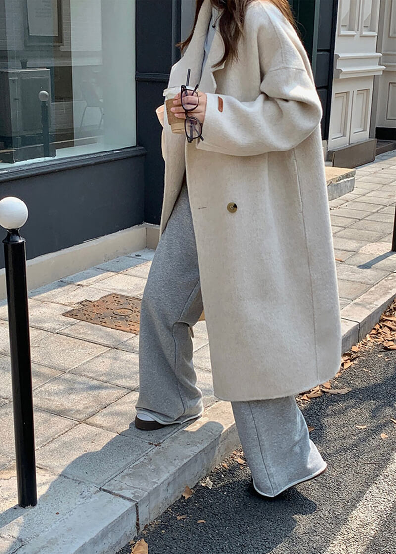 Wool & Cashmere Blend Button Coat | Vivian Seven