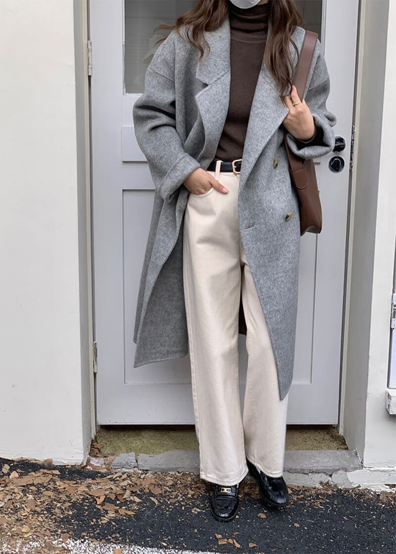 gray wool long coat