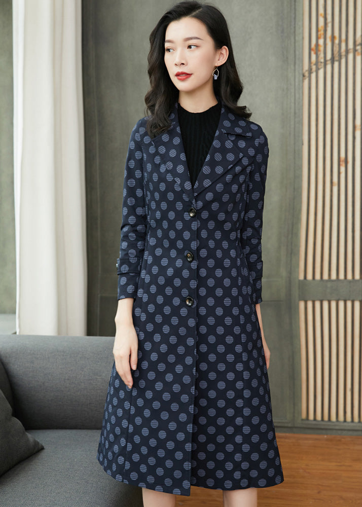 Women's Polka Dot Custom Single Breated Trench Coat | Vivian Seven