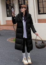 Women's Quilted Long Down Jacket,White Long Puffer Down,Quilted Down Coat