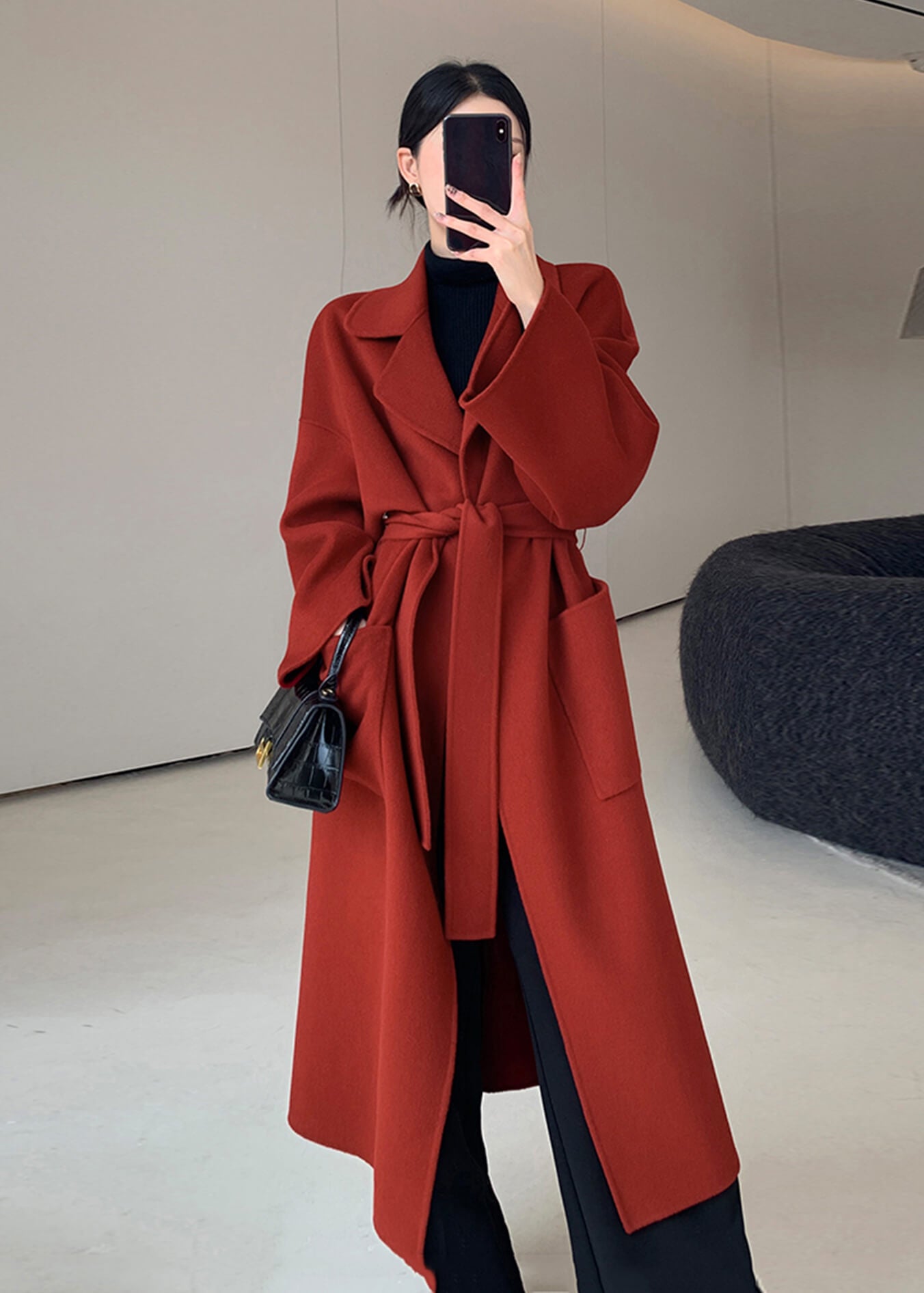 Ladies long outlet red wool coats