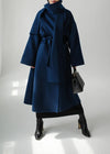 Gladys Wool Blend Belted Long Wrap Coat - Vivian Seven