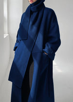 Gladys Wool Blend Belted Long Wrap Coat