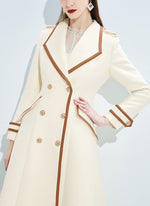 Women Beige Long Wool Coat,Double Breasted Wool Overcoat,Thicken Wool Long Coat Vivian Seven