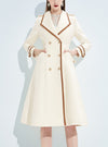 Women Beige Long Wool Coat,Double Breasted Wool Overcoat,Thicken Wool Long Coat Vivian Seven