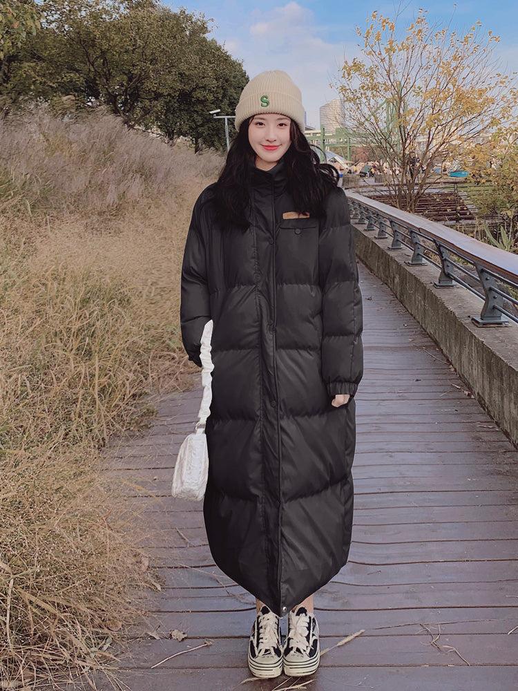 Women White Hooded Quilted Puffer Coat Black Oversize Winter Parka Coat  Vivian Seven