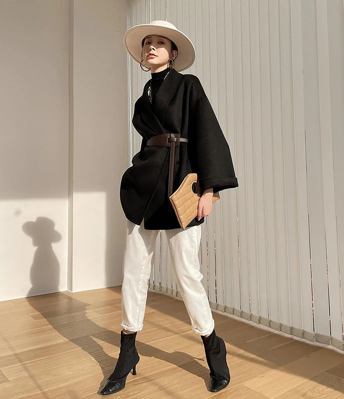 Women's Double Face Wool Wrap Coat | Vivian Seven