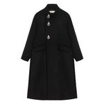 Women Black A-Line Wool Long Coat,Light Camel Long Wool Coat,Wool Overcoat,Winter wool coat,Oversize wool Coat,Black Long Coat,khaki coat Vivian Seven