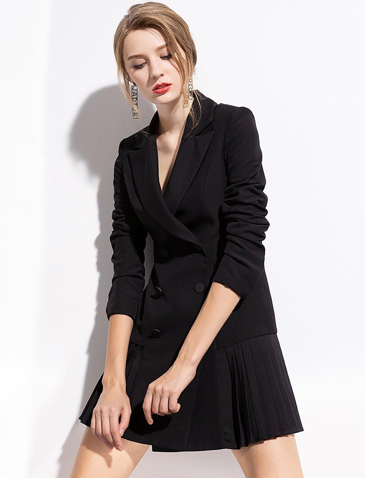 Long Sleeve Fit & Flare Blazer Mini Dress | Vivian Seven Long Sleeve Fit & Flare Blazer Mini Dress | Vivian Seven