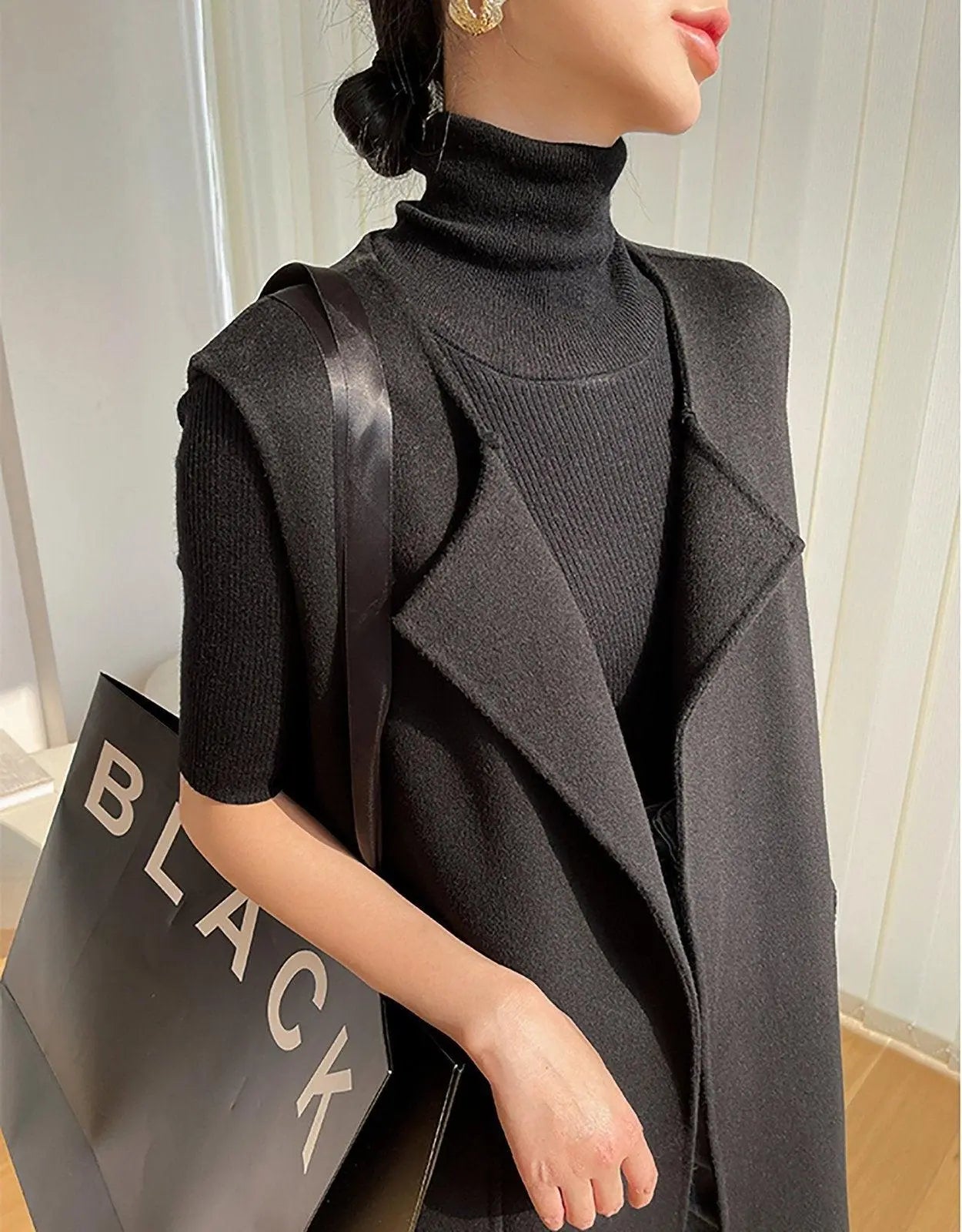 Women Black Long wool Vest,Wool Waistcoat,Oversize Wool Vest,Long Wool Waistcoat,Black Long Coat,Wool Cardigan Vest,Long Wool Waistcoat Vivian Seven