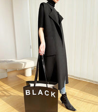 Women Black Long wool Vest,Wool Waistcoat,Oversize Wool Vest,Long Wool Waistcoat,Black Long Coat,Wool Cardigan Vest,Long Wool Waistcoat Vivian Seven