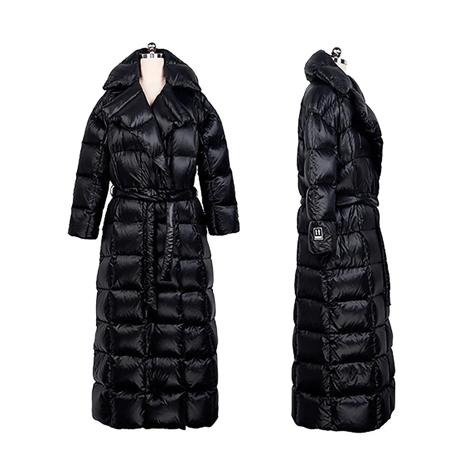 Women Black Maxi Down Coat,Quilted Down Puffer Coat,Waterproof Long Down Jacket,Warm Winter Coat,Wrap Down Coat,Warm Puffy Coat,Plus Size Vivian Seven