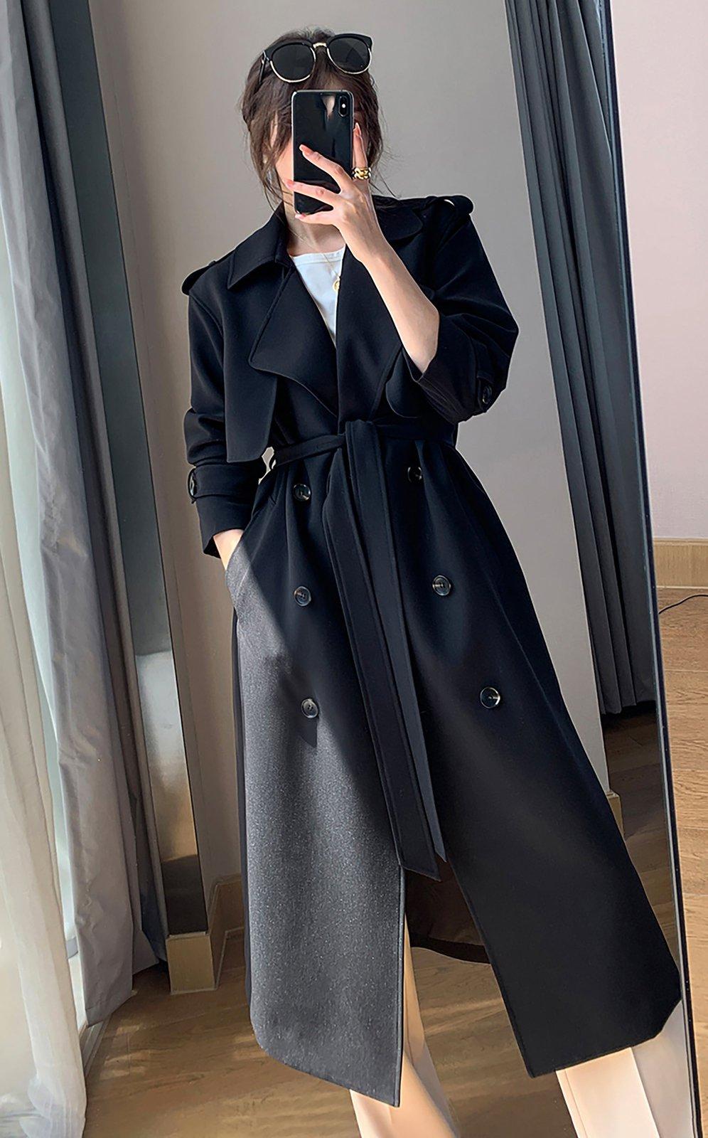 Black Double Breasted Epaulet Trench Coat | Vivian Seven S Black Double Breasted Epaulet Trench Coat | Vivian Seven S