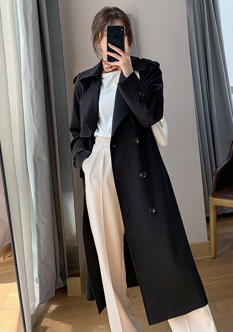 Black Double Breasted Epaulet Trench Coat Black Double Breasted Epaulet Trench Coat